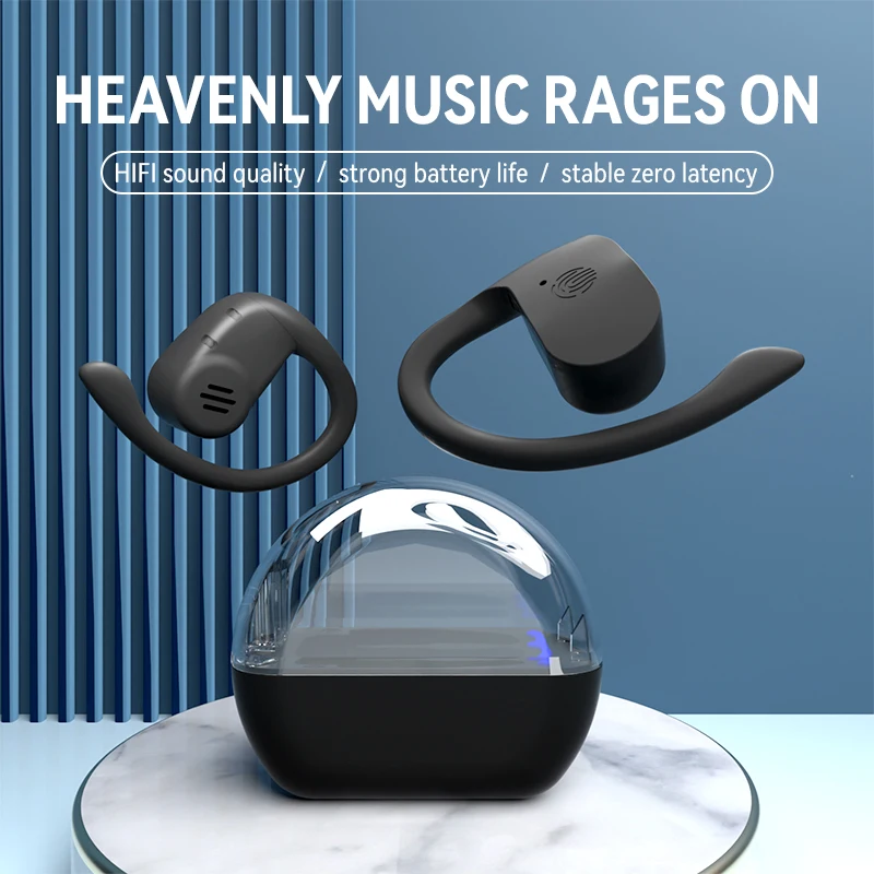 

TESDINE Windows transparent case T8 Bluetooth earphones are not in the ear 5.3 Touch on ear wireless waterproof earphones