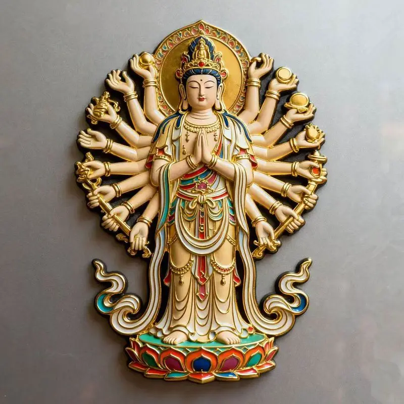 Thousand-Hand Guanyin, China 3D Metal Fridge Magnets Tourism Souvenirs Refrigerator Magnetic Stickers Gift