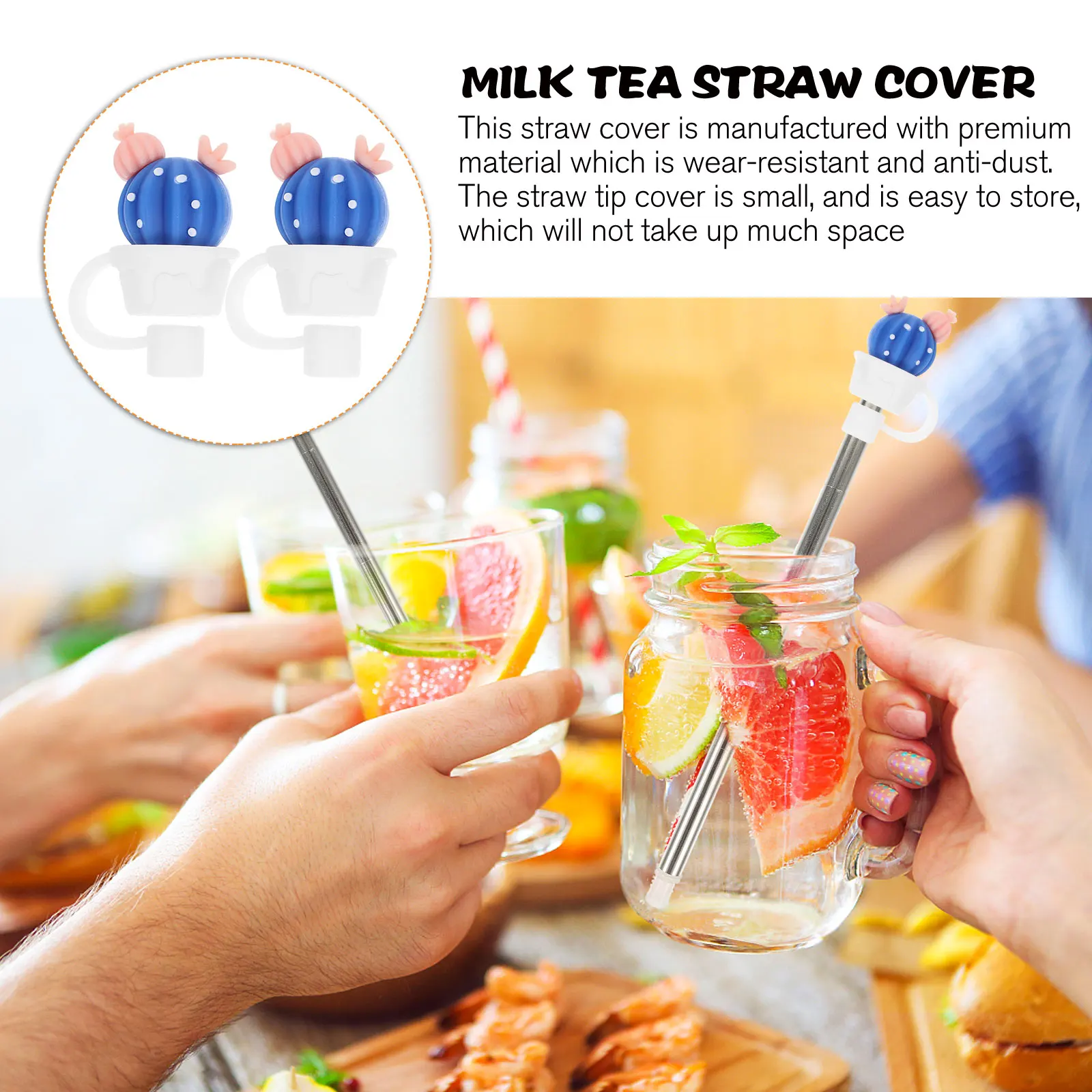 

2pcs Silicone Straw Protection Accessories Leakproof Dustproof Drinking Straw Plug for 6-8mm StrawsBar Accessories Kitchen