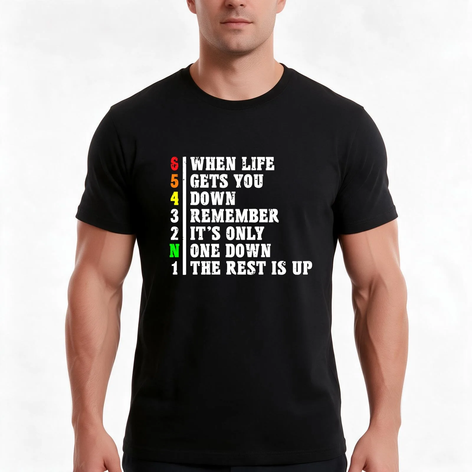 When Life Gets You Down The Rest Is Up T-Shirt, Summer Casual Cotton Tee, Oversized Streetwear Tops, Vintage Graphic Print