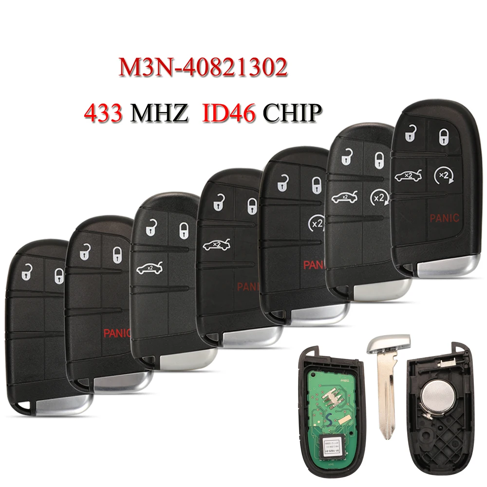 

jingyuqin 5PCS/Lot Remote Smart Car Key For SRT Dodge Charger Challenger Hellcat Redeye Widebody 433Mhz ID46 Chip M3N-40821302