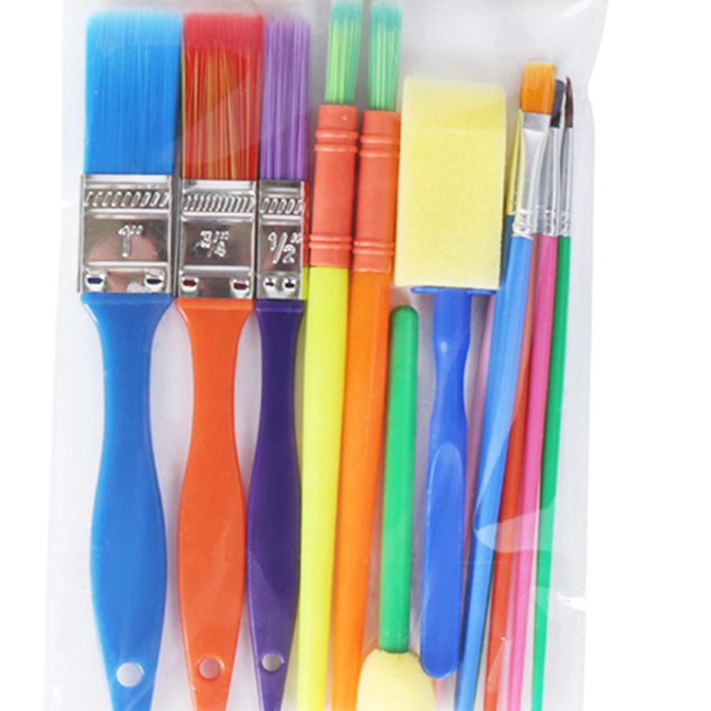 

15pcs Paint Brush Set Kids Sponge Brushes Creative Painting Tools Supplies for Watercolor Ceramic Toy Learning Safe