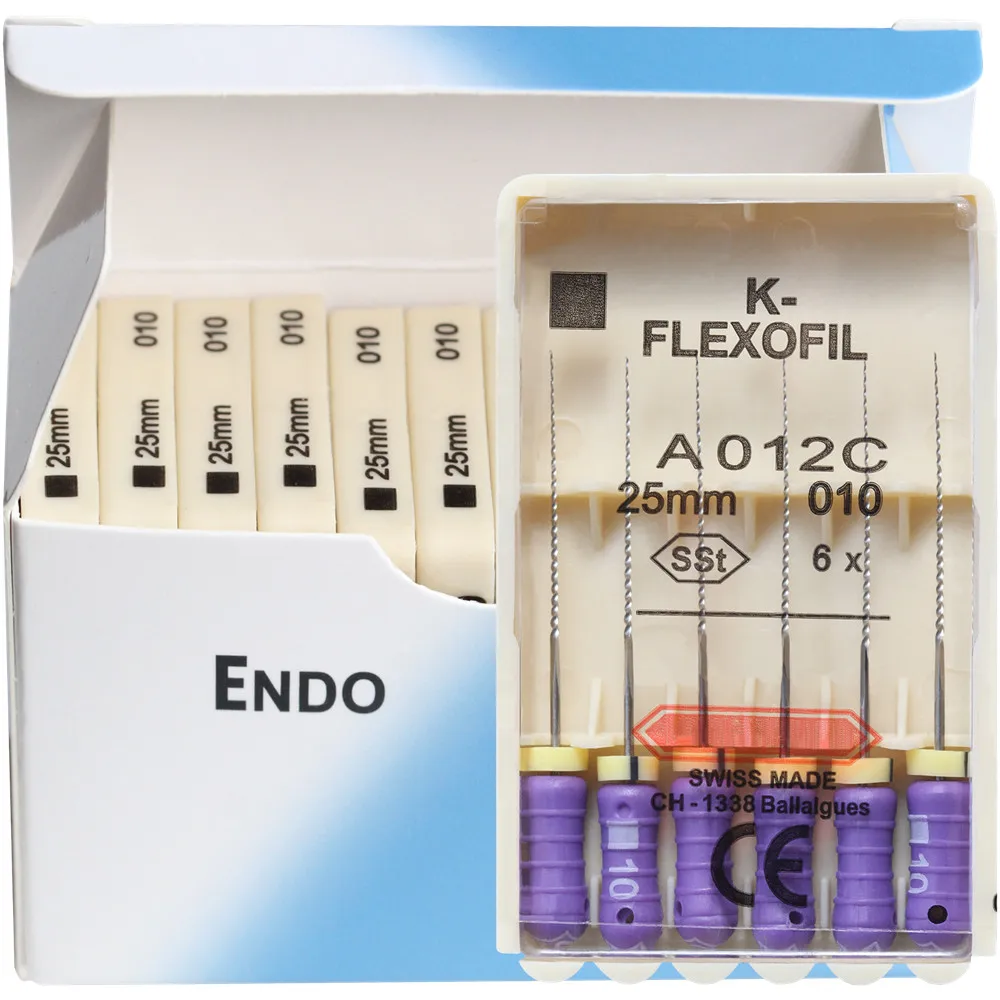 ملفات K-Flexox-Root Canal K ، أدوات مخبرية اللبية ، أدوات لطب الأسنان اللبية ، استخدام يدوي ، 21 ، 25 ، 31 ، 10 عبوات لكل صندوق