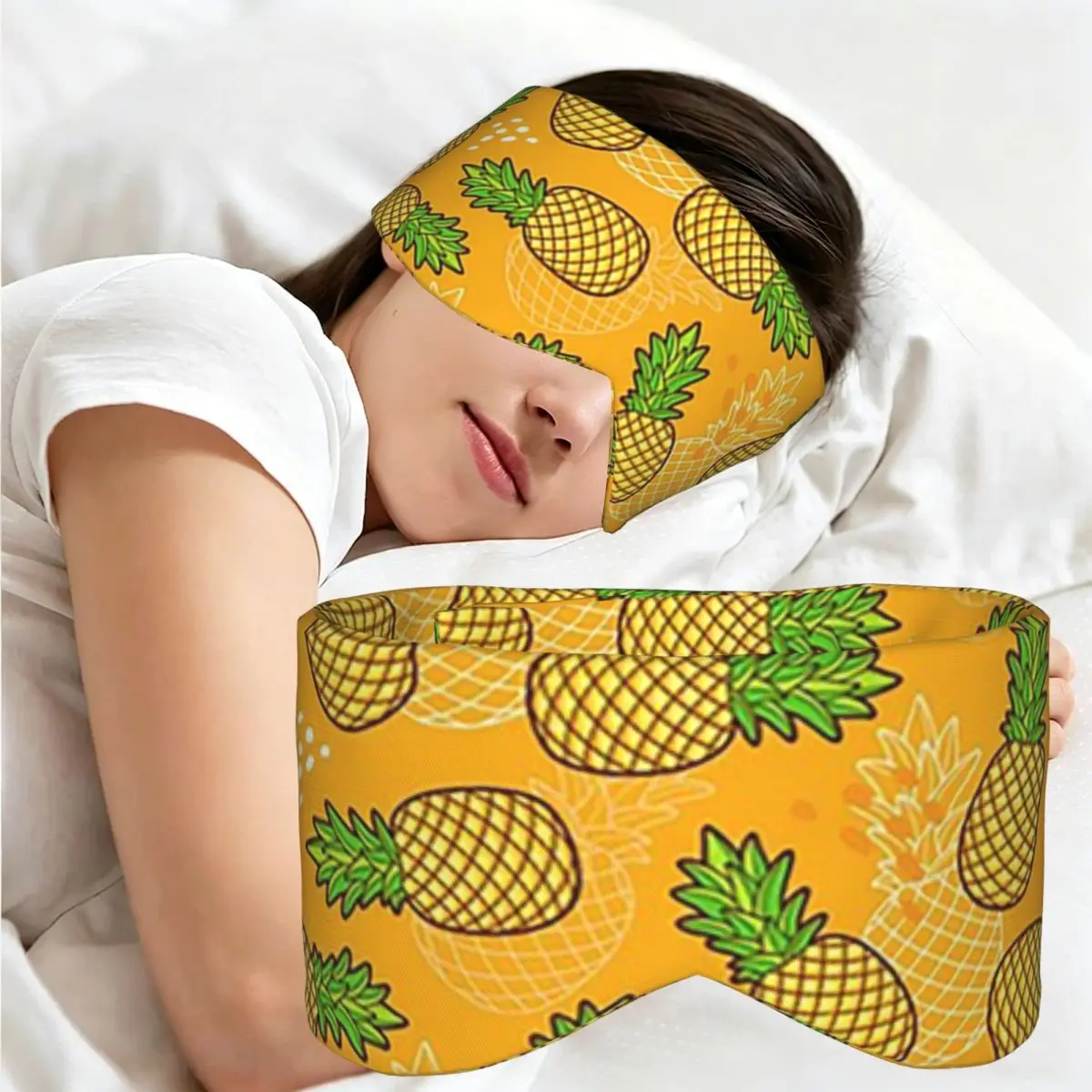 Cartoon Pineapple Tropical Fruit Pattern sleep mask Portable Eye Cover for Girls Boys Office Nap Party Gift Eyeshade eyepatch