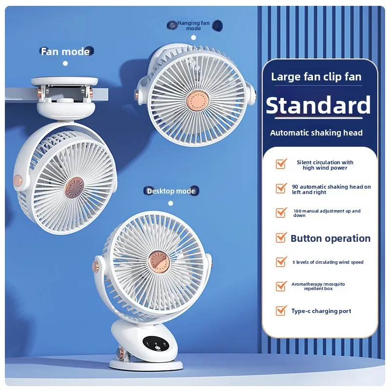 

Tom Auto25 Years New Electric Student Dormitory USB Mini Clip Fan Night Light with Built-In Aromatherapy Box for Bathr