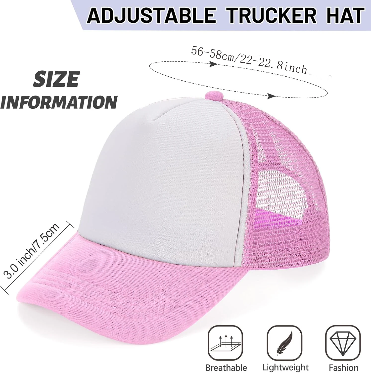 24pcs Trucker Hats Bulk DIY Blank Mesh Baseball Cap Adjustable Sublimation 12-48Pcs Sublimation Blank Trucker Hats Personality DIY  main image 2