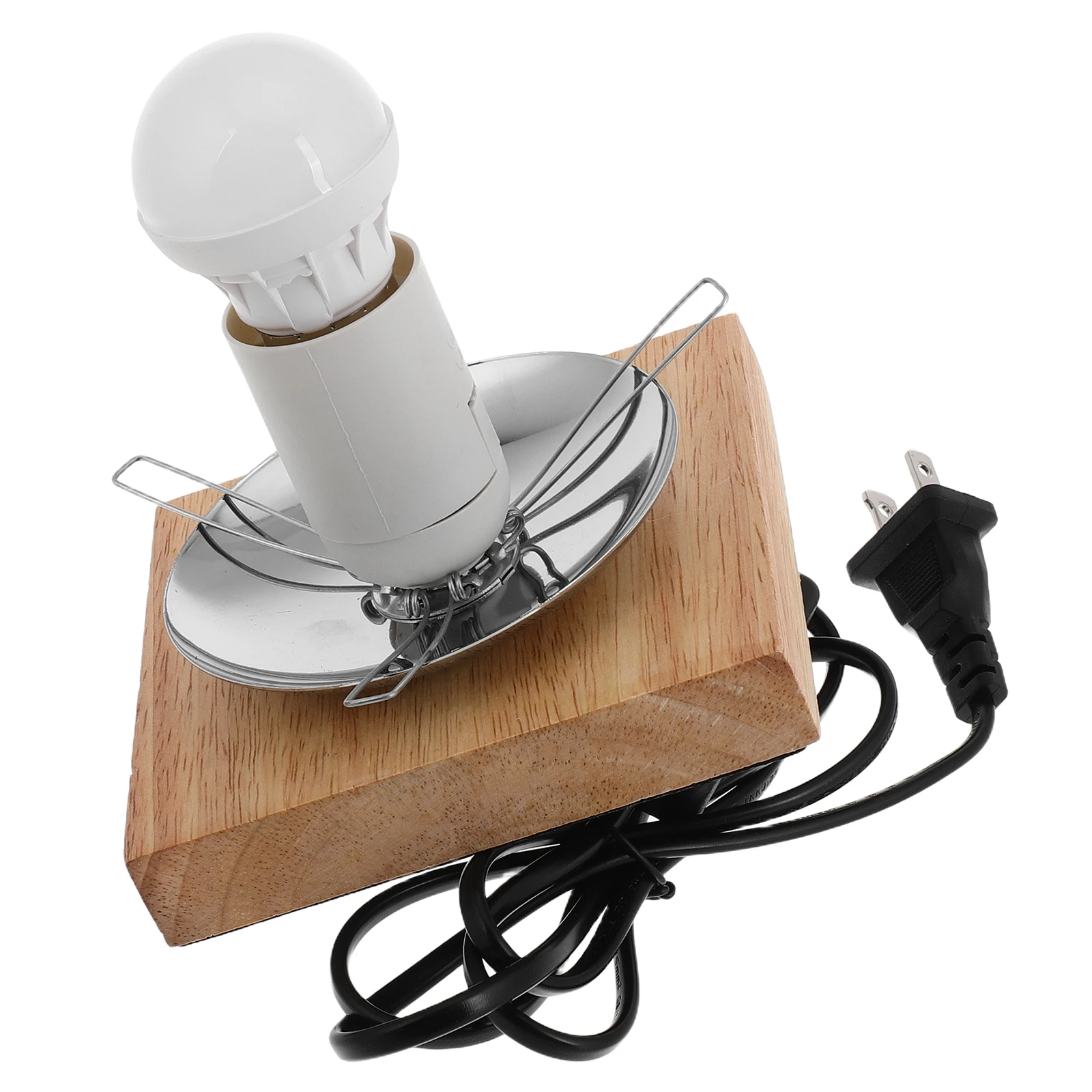 

Three Prong Circlip Lamp Holder E27 Screw Base Wooden Desk Lamp Supply Replacement Socket Light Bulb Plug In Only