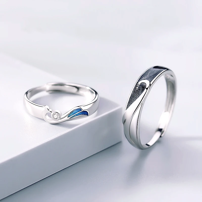 Sole Memory Sweet Romantic Valentine's Day Gift Dragon Phoenix 925 Sterling Silver Resizable Opening Ring For Women RI1332