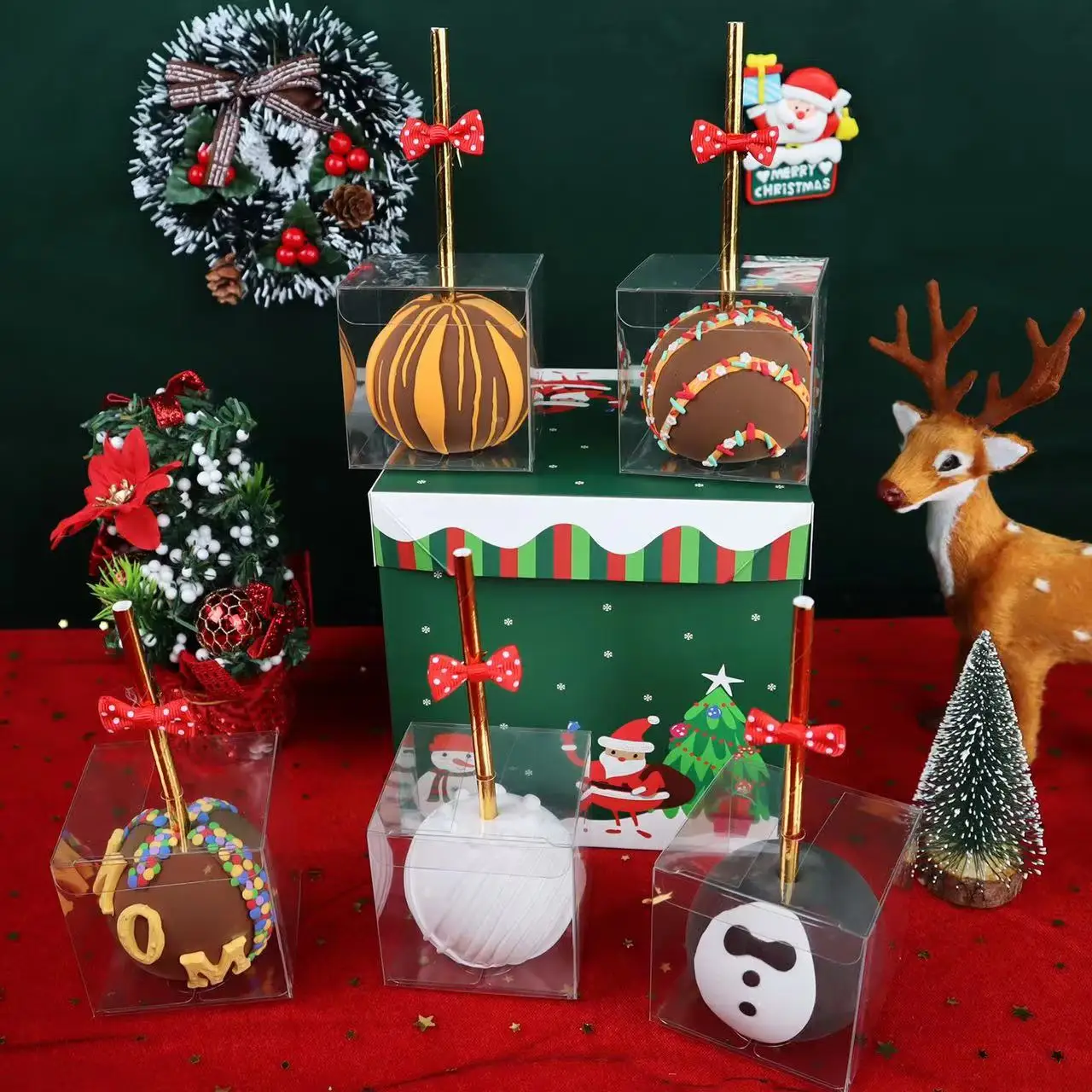 Candy Apple Boxes with Hole 4x4x4 Inch Clear Chocolate Bomb Boxes Small Gift Boxes Cupcake Boxes Birthday Wedding Party Favor Bo