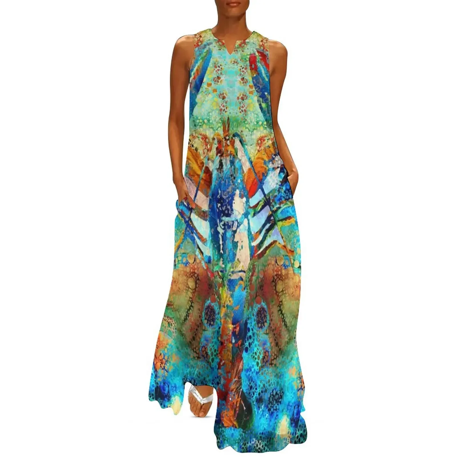 

Primary Colors Lobster Art by Sharon Cummings Long Dress summer women's dress 2025 Dress