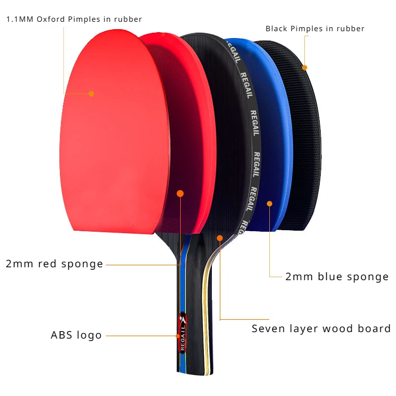 7 layer Table Tennis Racket 2PCS Professional Ping Pong Racket Set Pimples-in Rubber Hight Quality Blade Bat Paddle with Bag