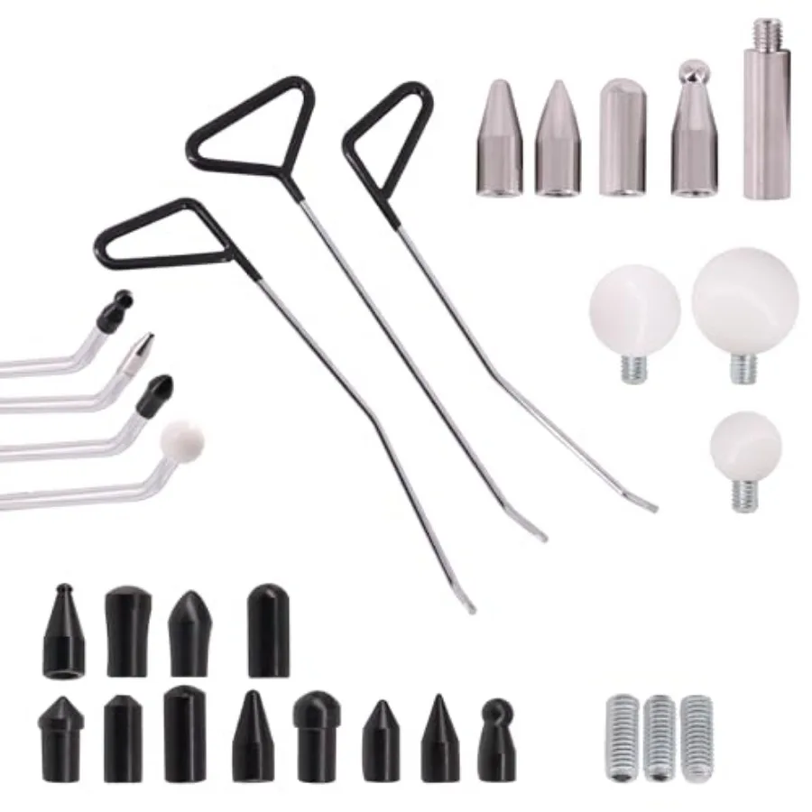 Dent Repair Tools 3 Pieces of Dent Removal Rods with Awl Head Paintless Dent Removal Kit Car Auto Body Dent Removal of Hail Den