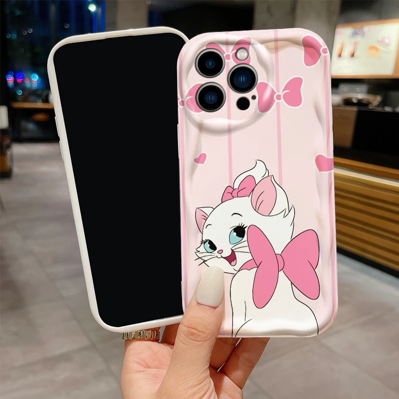 Anime Marie Cat Pink Cute For Apple iPhone 15 14 13 12 11 XS XR X Pro Max Plus Wave Oil Back Phone Case