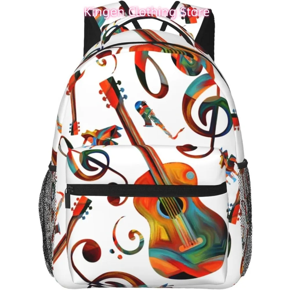 

Красочные гитарные ноты, легкий рюкзак для ноутбука, легкий многоцелевой дорожный повседневный рюкзак, унисекс, студенческие рюкзаки для