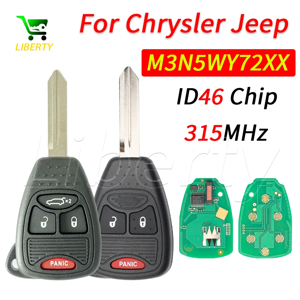 

Liberty M3N5WY72XX Remote Control Car Key Fob ID46 Chip 315MHz For Dodge Grand Caravan Chrysler 300 Town & Country Vehicle Card