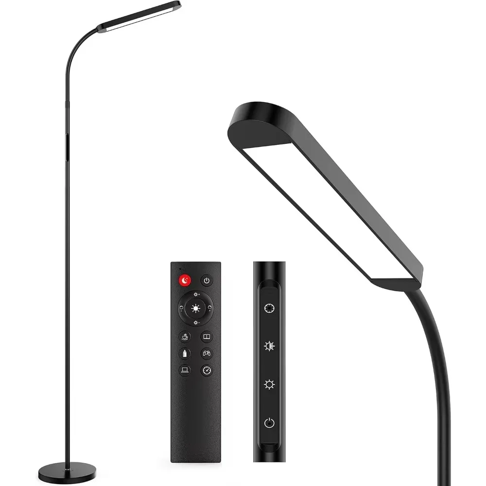 

LED Floor Lamp for Living Room, 5 Colors & Brightness & Step-Less Adjustable, Standing Lamp with 1H Timer, Remote & Button