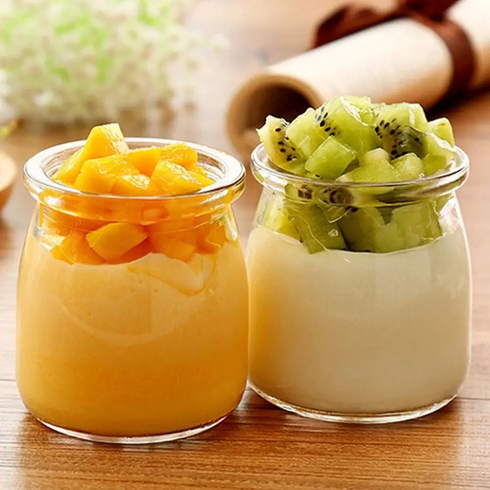 1Pcs Storage Cup​s Pudding Jars Wishing Bottle 100ML 150ML 200ML Glass Bottle High Temperature Resistant with Lid