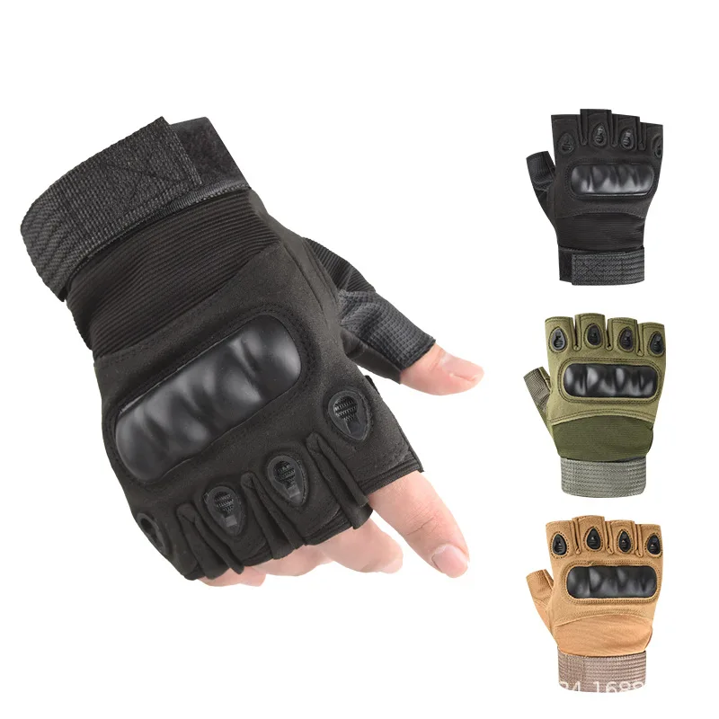 

Tactical Hard Knuckle Half finger Gloves Men's Combat Hunting Shooting Paintball Duty - Fingerless