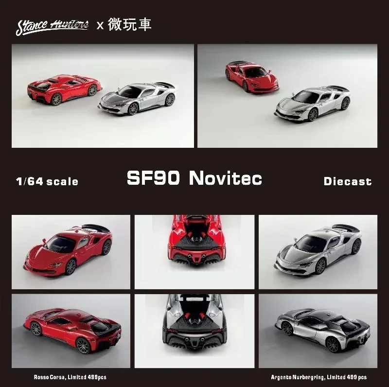 Stance Hunters 1:64 Novitec SF90 Red / Silver Limited499 Diecast Model Car