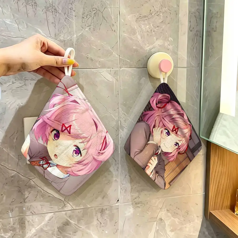 Natsuki Doki Doki Polyester Cotton Hand Wiping Towel with Hanging Loop, Lightweight for Home and Commercial Use