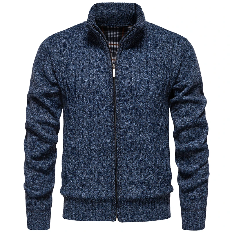 Cardigan chaud en cachemire avec col montant pour hommes, pulls en laine, pulls à fermeture éclair, tricots décontractés, vêtements pour hommes,