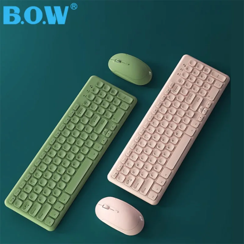 B.O.W Wireless Keyboard For PC , 96 Keys Whisper-Quiet Silent Keyboard Mouse  2.4Ghz Connected Share 1 Dongle