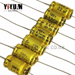 1PCS NEW 1/1.5/2.2/3.3/4.7/5.6/6.8/8.2/10UF-100UF 100V tweeter gold non-polar electrolytic capacitor frequency divider capacitor