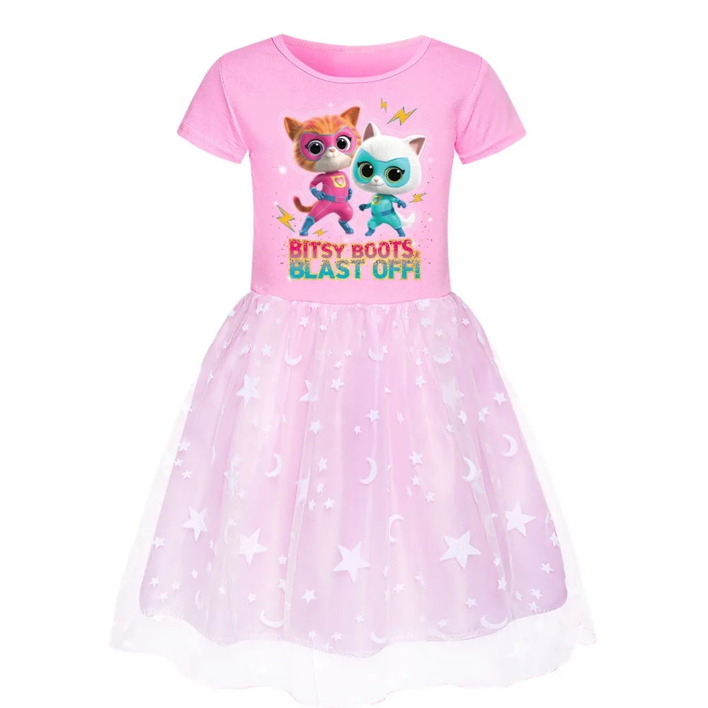 Girls Clothes 2023 Summer Princess Dresses short Sleeve Kids Dress SuperKitties Party Baby Dresses for Children Clothing 3-8Y