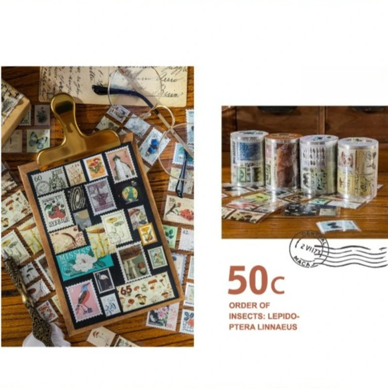 ธรรมชาติ Post Office แสตมป์ Washi เทป Vintage โรงงาน Scrapbooking DIY ตกแต่ง Collage วัสดุบ้าน Journaling หัตถกรรม