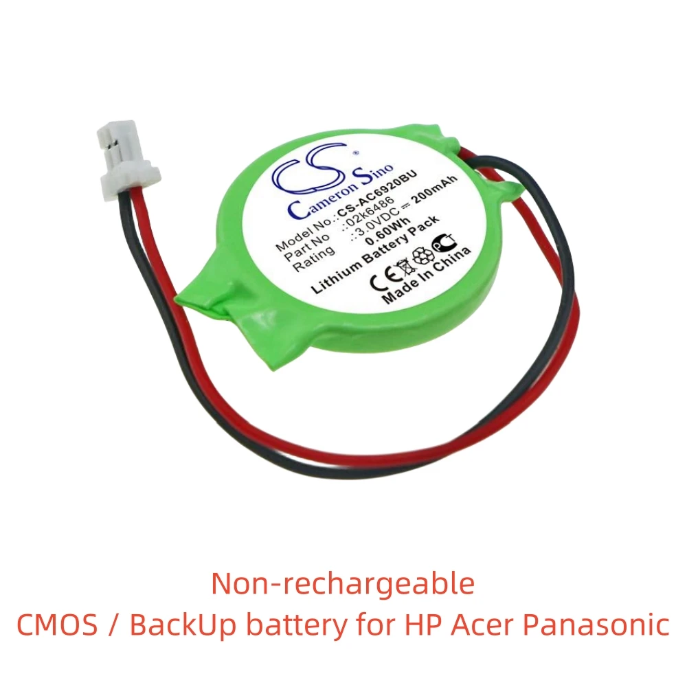 Non-rechargeable Lithium CMOS / BackUp battery for HP Acer Panasonic.3.0V,200mAh,Aspire 6920 Mini 110 XP Edition Toughbook CF-T5