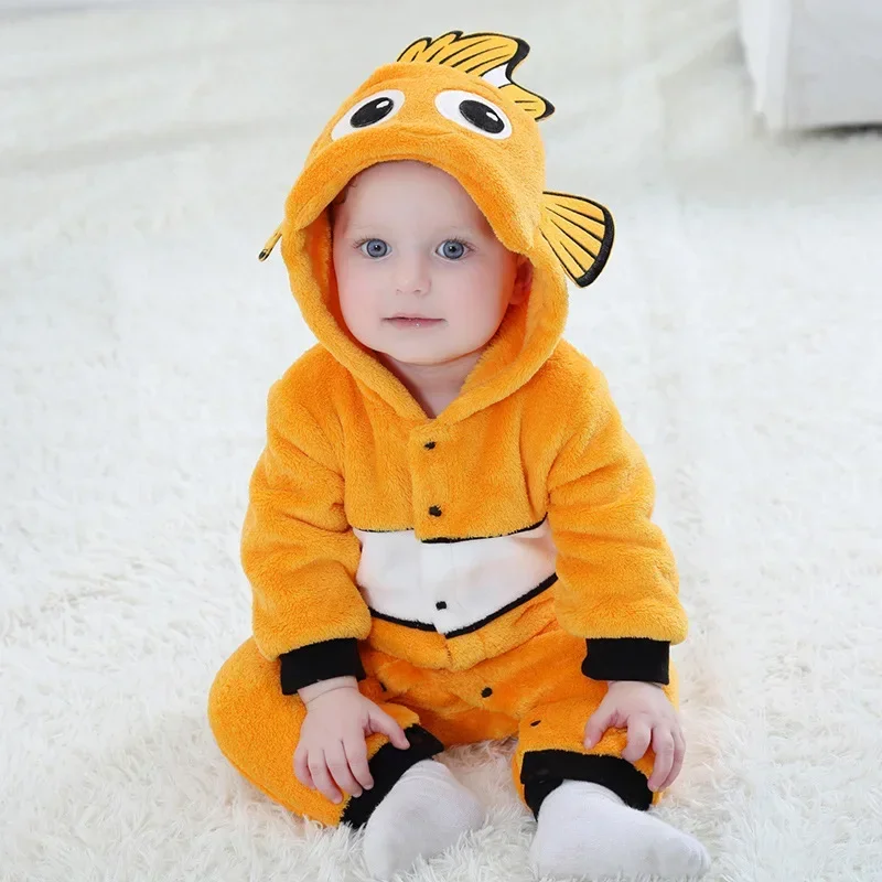 เสื้อผ้าคอสเพลย์เสื้อรอมเปอร์ทารก onesie เด็กทารกผู้ชายเด็กผู้หญิงการ์ตูน Nemo ทารก onesie ropa Bebe Rompers onesie ฤดูหนาวเครื่องแต่งกายนุ่ม