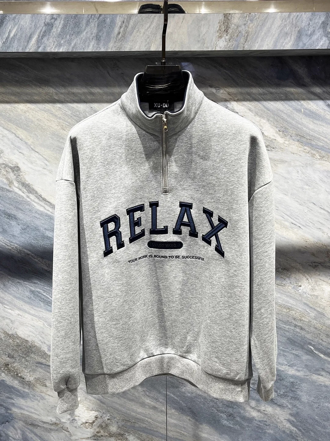

Men's Casual Hoodie Sweatshirt Zipper Collar Embroidered Lettering Versatile Comfortable Cotton Polyester Blend Autumn Wear