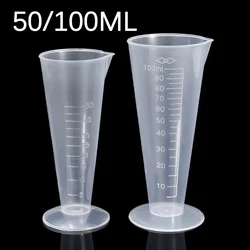 50/100ML Plastic Triangular Measuring Cup Transparent Graduated Measuring Cup Paint Mixing Cup Laboratory Equipment Kitchen Tool