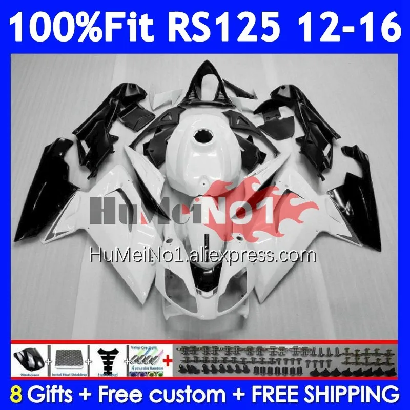 Injection Kit For Aprilia RS-125 RSV125 R RS125 12 13 14 White black 15 16 313No.8 RS 125 2012 2013 2014 2015 2016 OEM Fairing