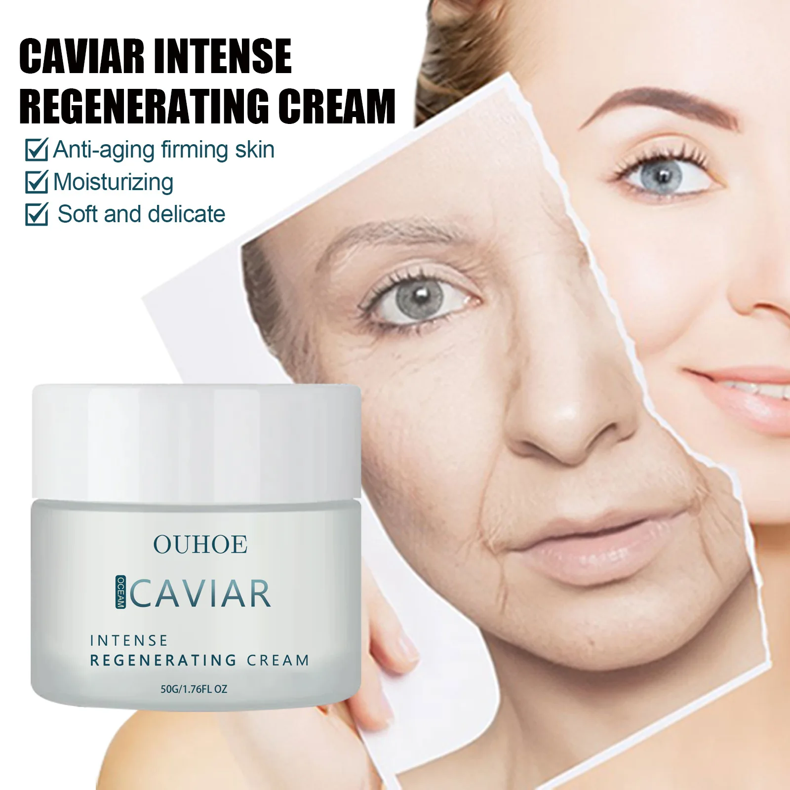 Crema antiarrugas de colágeno de Caviar, productos para el cuidado de la piel Facial, reafirmante y Lifting, antienvejecimiento, 50g