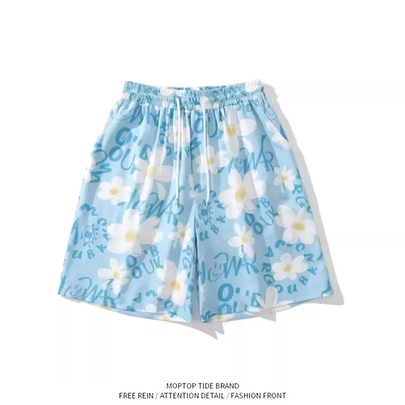 

Tie-Dye Casual Loose Fit Comfortable Home Shorts Beach Pants Youth Polyester Straight Leg Pants Versatile Wearable Beachwear