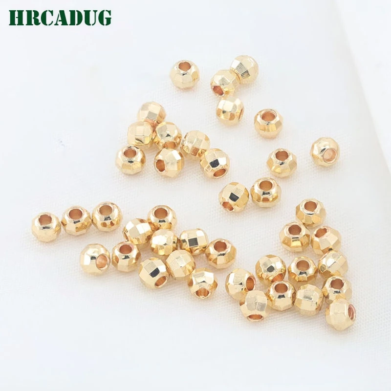 

3mm 4mm Cut Plane Small Spacer Bead 14K/18K Gold Plated Pearl Bracelet Separation Beads For Jewelry Making Supplies Loose Beads