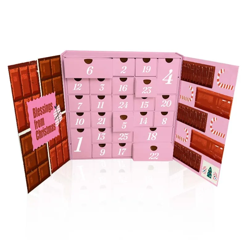 New Gift Cardboard Box Biscuits Chocolate Paper Dividers Candy Drawer Christmas Advent Calendar Gift Box