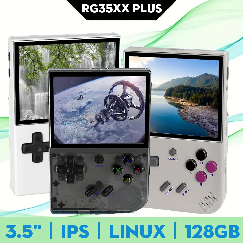 ANBERNIC RG35XX PLUS Retro Game Video Player Mini Handheld Game Console 3.5 Inch IPS Screen Linux Dual System Cortex-A53 128GB