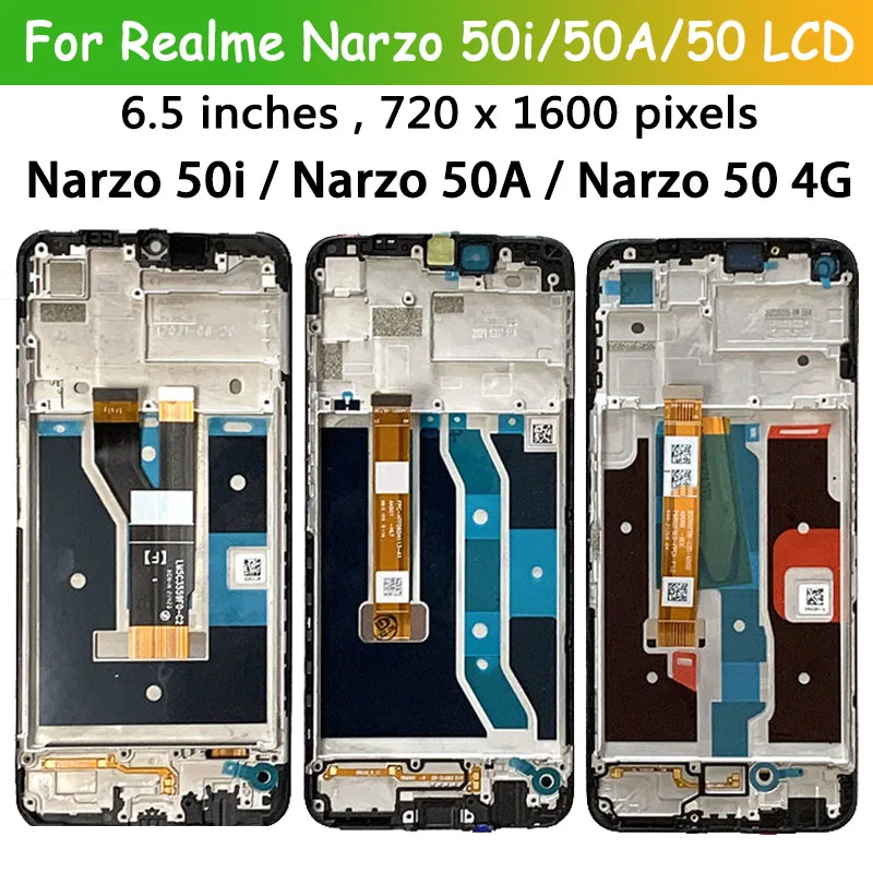OEM For Oppo Realme Narzo 50 50i 50A LCD Display Touch Screen Digitizer Assembly RMX3286  RMX3235 RMX3430 Display With Frame