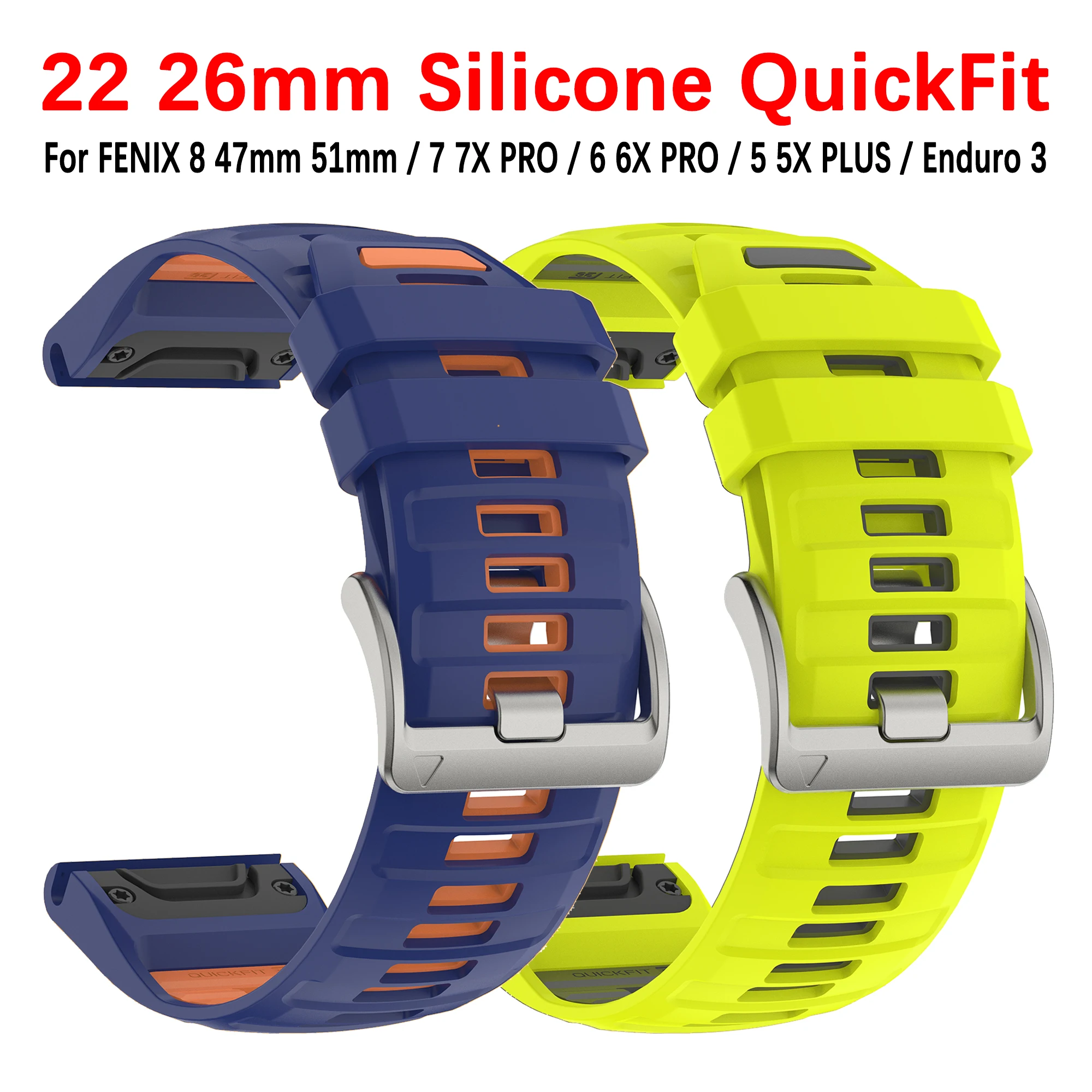 26mm 22mm Langlebiges Weiches Silikon QuickFit Uhrenarmband für Garmin Fenix 8 47 51mm 5X 6 6X 7 7X Solar Epix Gen2 Quatix Armband