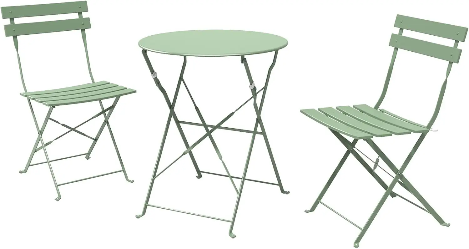 3-Piece Folding Bistro Set, 2 Chairs and 1 Table, Weather-Resistant Outdoor/Indoor Conversation Set for Patio, Yard.