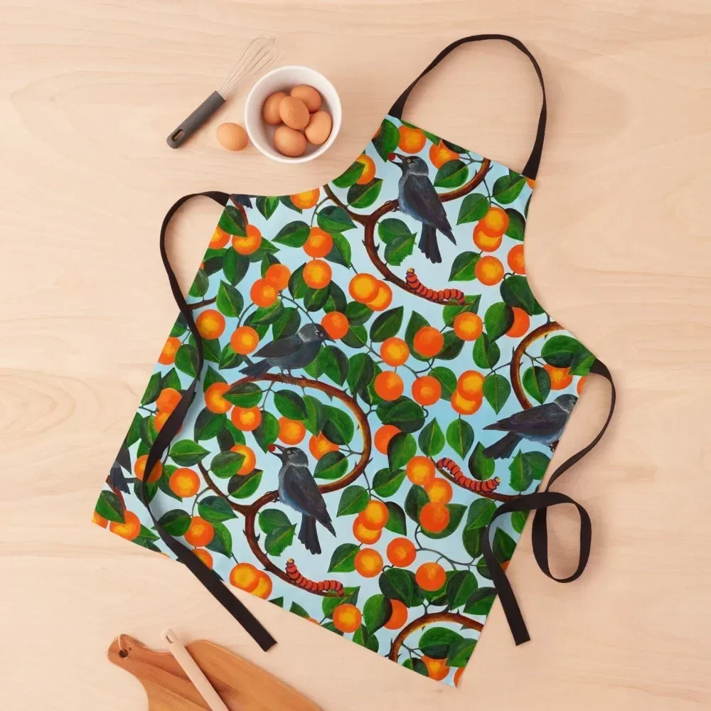 

Jackdaws and oranges with blue sky Apron For Nail Stylist Women's Kitchen Items Apron