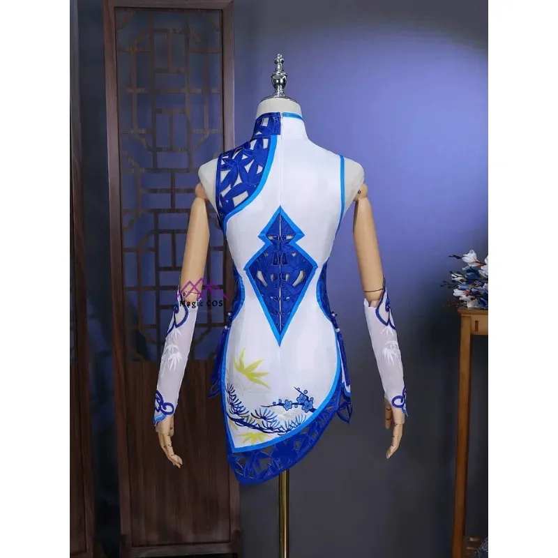 Naraka: Bladepoint Yoto Hime The Demon Sword Cosplay Costume Qipao Porcelain Hue Full Set Wig Halloween Party Outfit New Arrival