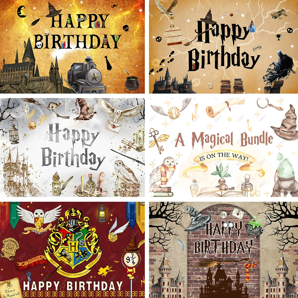 

Cartoon Wizard Castle Magices Academy Background Kids Birthday Party Decoration Supplies Baby Shower Backdrop Banner Photo Props