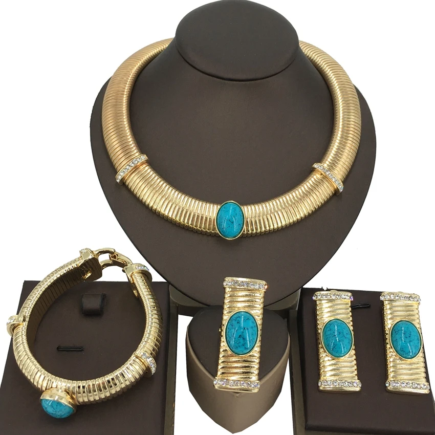 

Yuminglai Dubai Jewelry Set Brazilian gold jewelry Italian 18 k Gold Plating Jewelry Big Set FHK15106