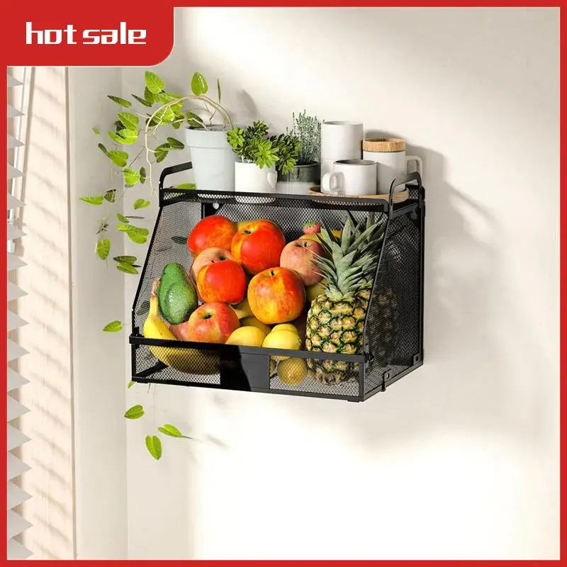 

Fruit Basket Hanging Fruit Basket For Kitchen Kitchen Organizers Storage Potato Onion Storage Wall Storage Baskets Pantry Black
