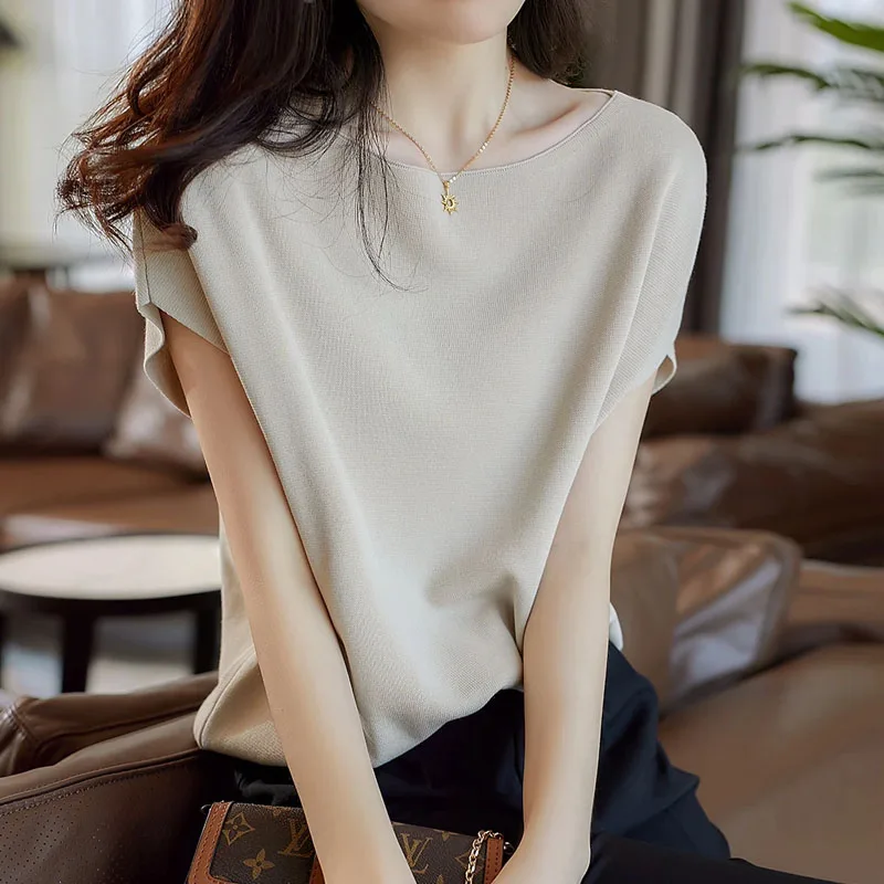 Knitted Sweater Women Pullovers New Summer O-Neck Knitwears Knit Sweater Pullover Women Tops Short Sleeve Sueter Feminino E919