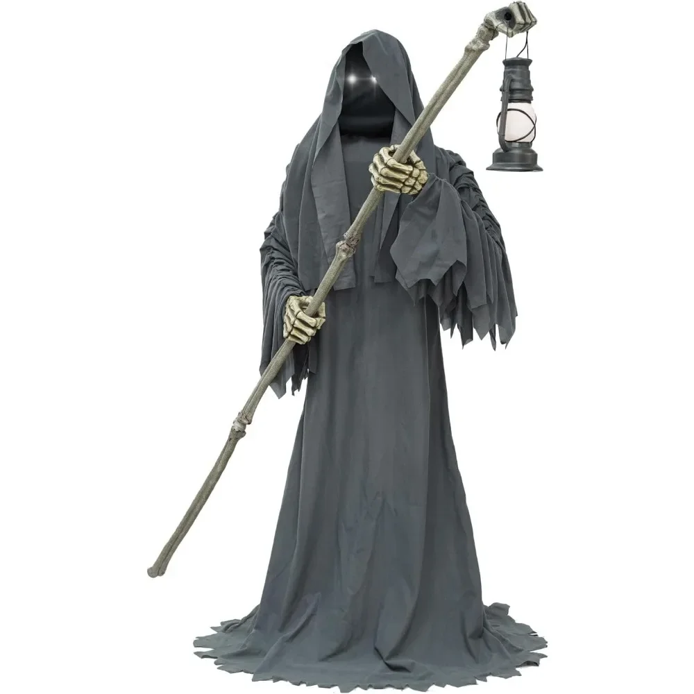 

Motion-Activated 6-Ft. Tall Ghostly Guide, Plug-in Talking Scare Prop Animatronic with Spooky Sound Effects and Lights