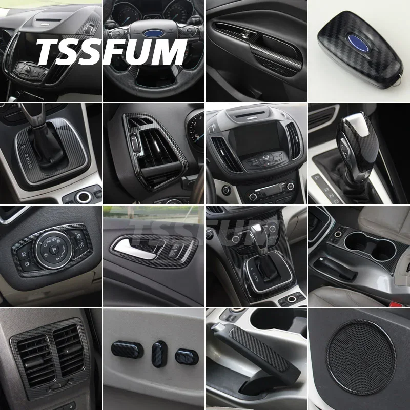 Car Interior Carbon Fiber Sticker Center Control Gear Shift Panel Cover for Ford KUGA ST 4x4 2013 2014 2015 2016 Car Accessories view 2